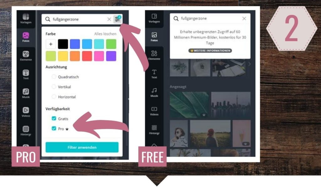 Lohnt sich Canva Pro - bessere Suchfunktion statt Canva Free