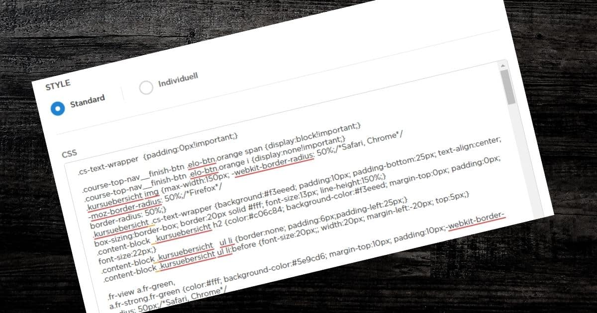 Elopage versus WordPress - Beispiel CSS